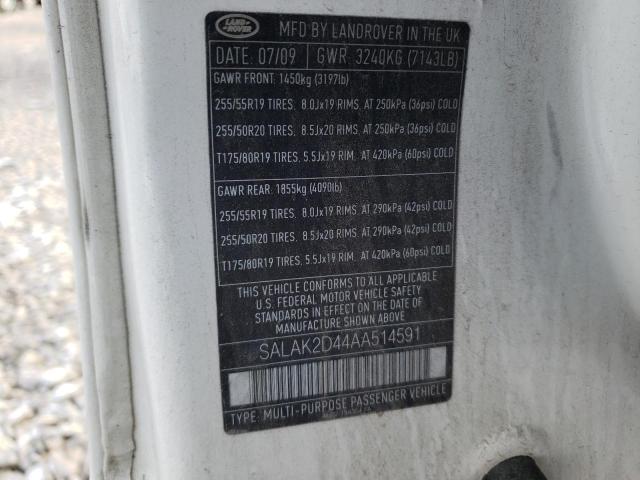 2010 LAND ROVER LR4 HSE LU SALAK2D44AA514591