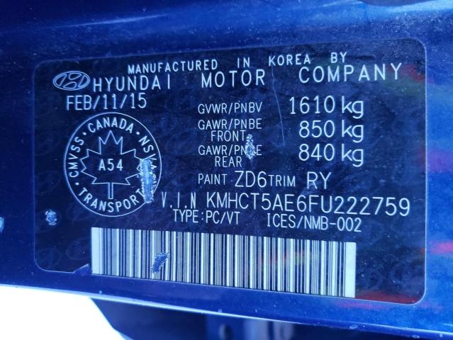 2015 HYUNDAI ACCENT GS KMHCT5AE6FU222759