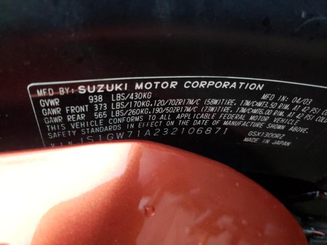 2003 SUZUKI GSX1300 R JS1GW71A232106871