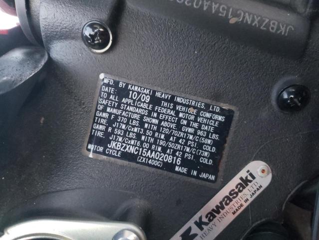 2010 KAWASAKI ZX1400 JKBZXNC15AA020816