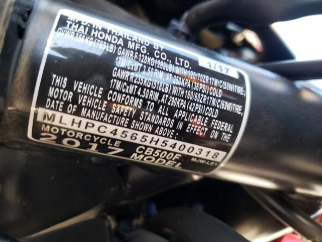 2017 HONDA CB500F MLHPC4565H5400318