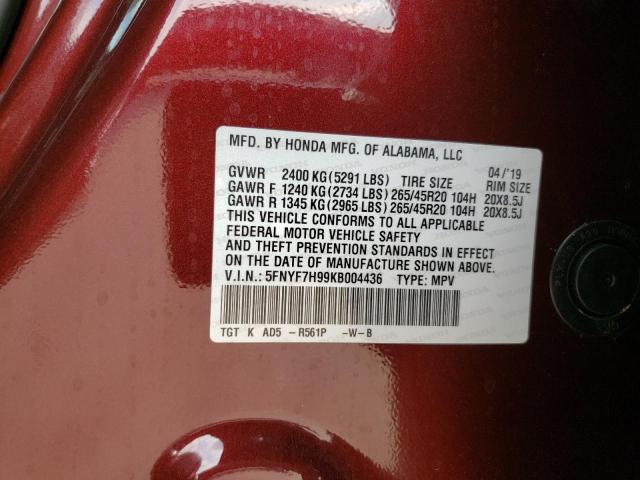 2019 HONDA PASSPORT T 5FNYF7H99KB004436