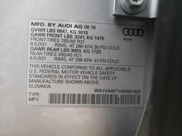 VIN WA1VAAF78KD001626 2019 Audi Q7, Prestige no.10