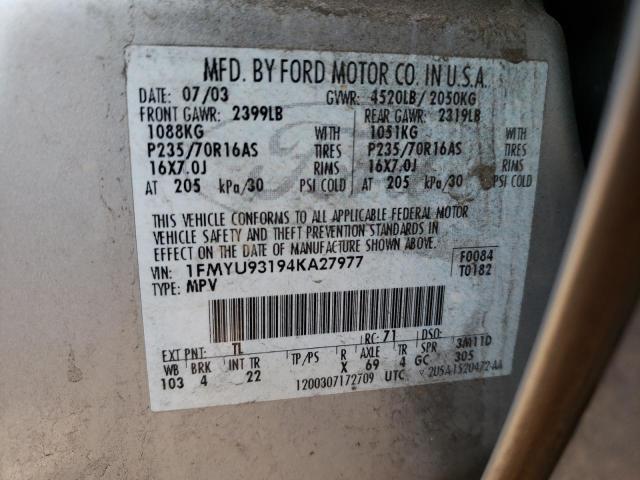 2004 Ford Escape Xlt VIN: 1FMYU93194KA27977 Lot: 44576024