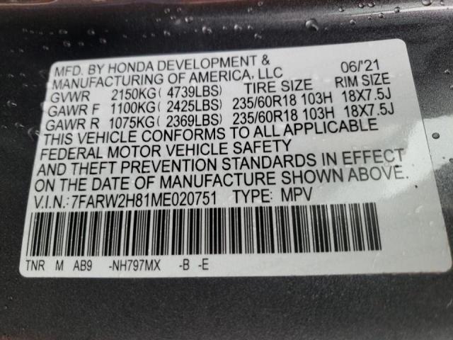 2021 HONDA CRV 7FARW2H81ME020751