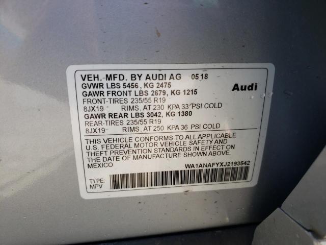 2018 AUDI Q5 WA1ANAFYXJ2193542