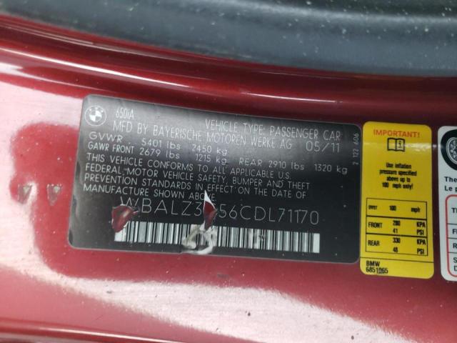 2012 BMW 650 I WBALZ3C56CDL71170