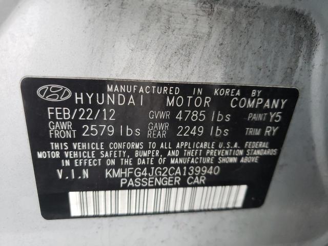 2012 HYUNDAI AZERA GLS KMHFG4JG2CA139940