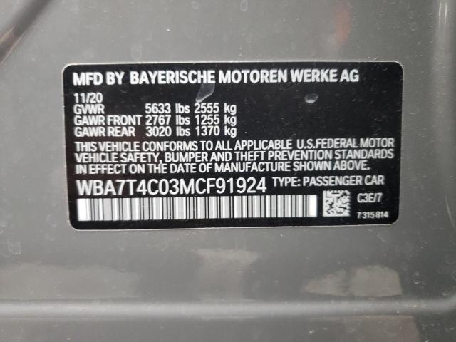 2021 BMW 740 XI WBA7T4C03MCF91924