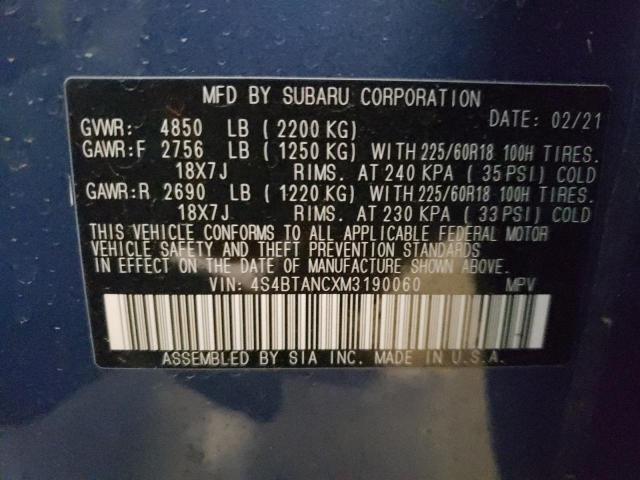 2021 SUBARU OUTBACK LI 4S4BTANCXM3190060