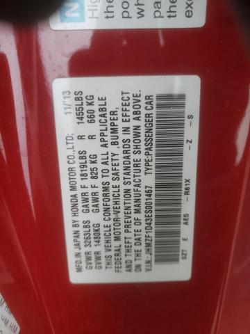 2014 HONDA CR-Z JHMZF1D43ES001467