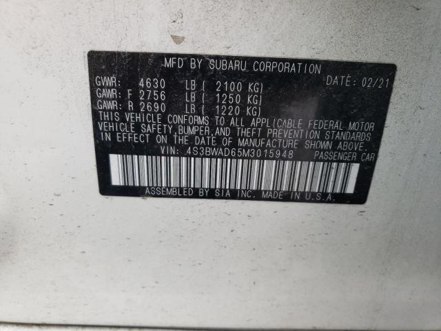 2021 SUBARU LEGACY PRE 4S3BWAD65M3015948