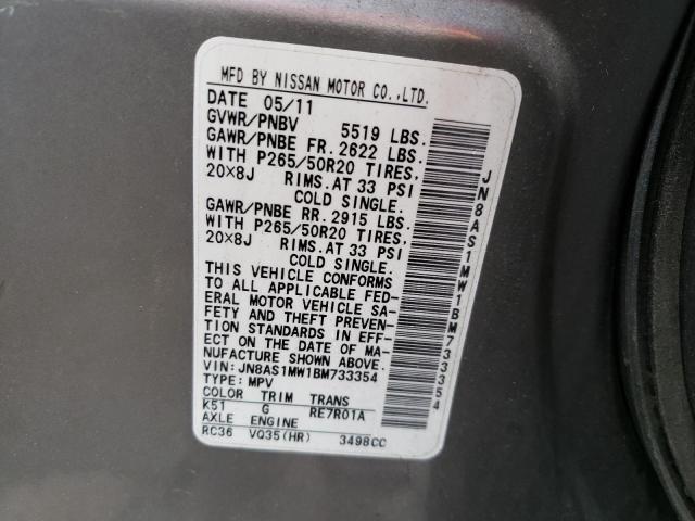 2011 INFINITI FX35 JN8AS1MW1BM733354