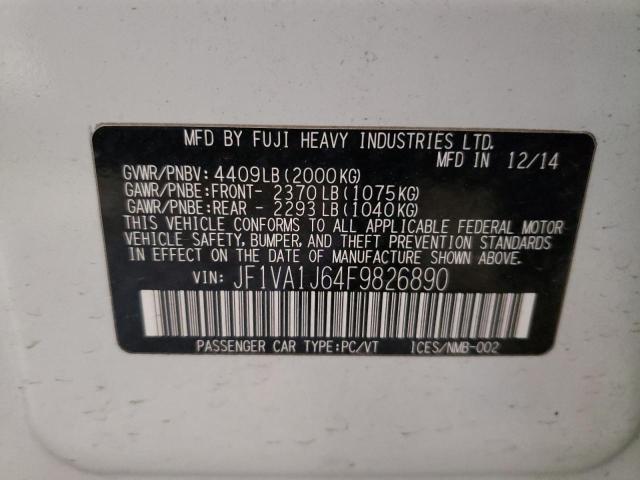 2015 SUBARU WRX LIMITE JF1VA1J64F9826890