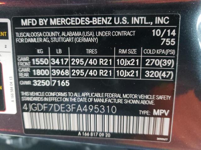 2015 MERCEDES-BENZ GL 550 4MA - 4JGDF7DE3FA495310