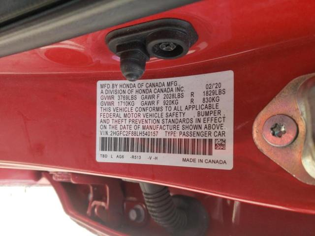 2HGFC2F88LH540157 Honda Civic Spor 2020. Фото: 9