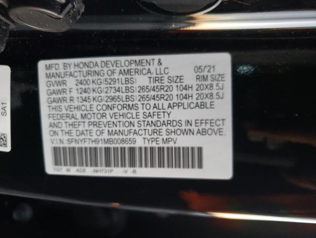2021 HONDA PASSPORT T 5FNYF7H91MB008659