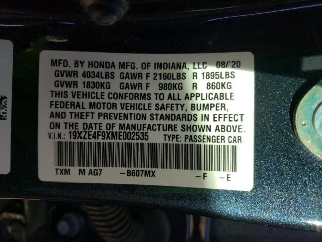 2021 HONDA INSIGHT TO 19XZE4F9XME002535