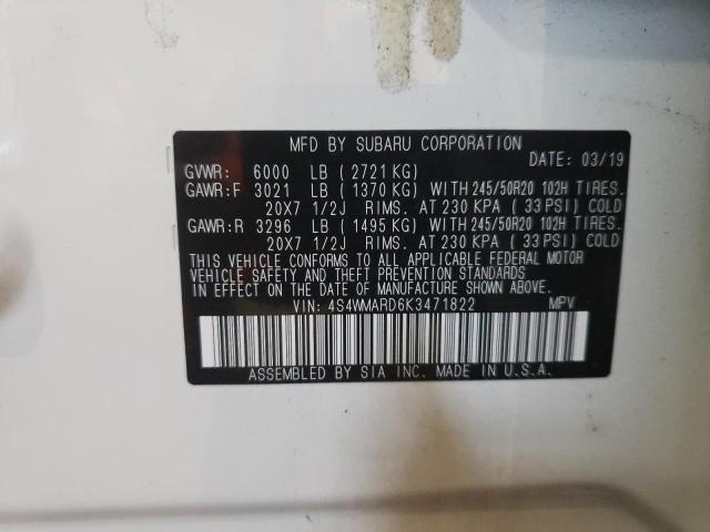 2019 SUBARU ASCENT TOU 4S4WMARD6K3471822