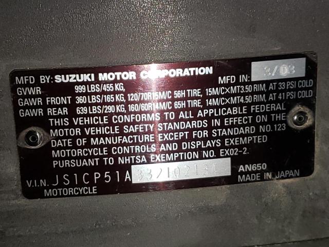 2003 SUZUKI AN650 K3 JS1CP51A332102134