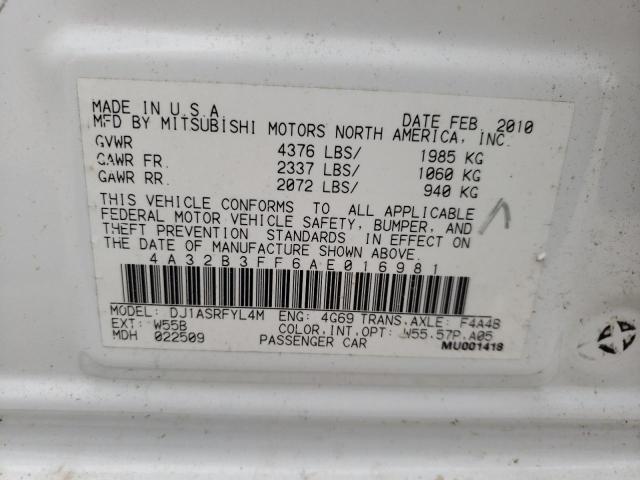 2010 MITSUBISHI GALANT ES 4A32B3FF6AE016981