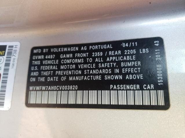 2012 VOLKSWAGEN EOS LUX WVWFW7AH0CV003820