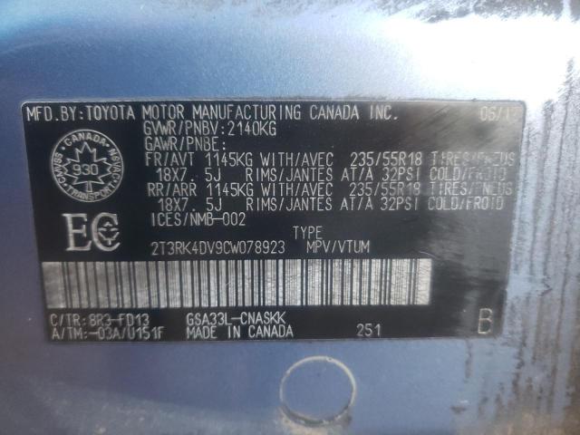 2012 TOYOTA RAV4 SPORT 2T3RK4DV9CW078923