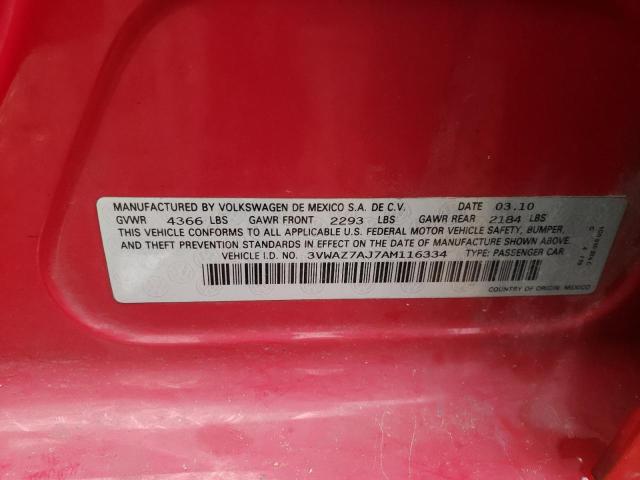 2010 VOLKSWAGEN JETTA LIMI 3VWAZ7AJ7AM116334