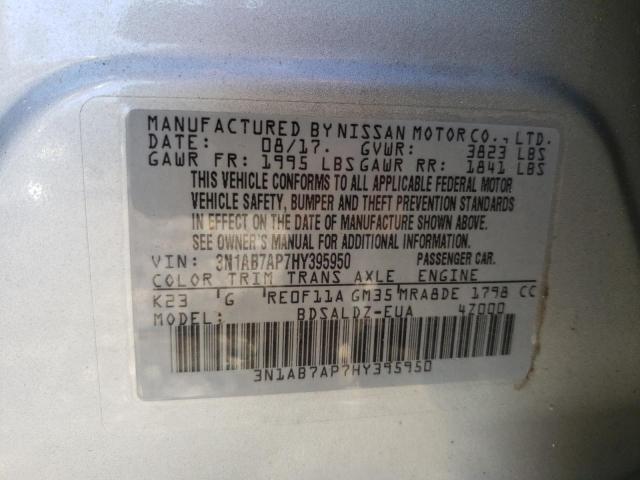 3N1AB7AP7HY395950 Nissan Sentra S 2017. Фото: 9