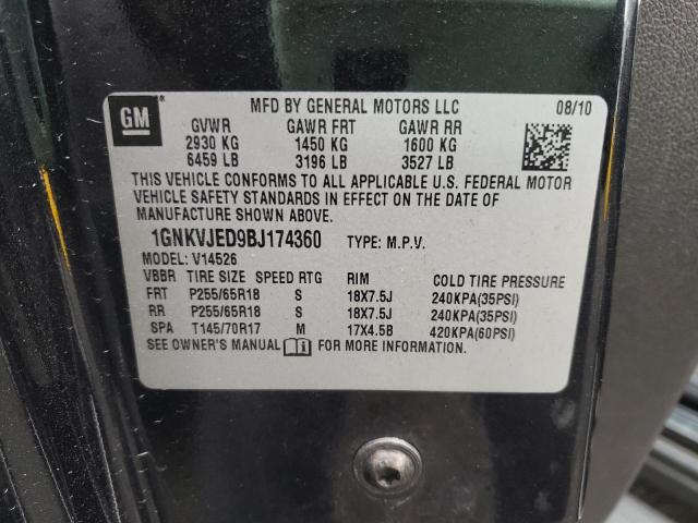 1GNKVJED9BJ174360 Chevrolet Traverse L 2011. Фото: 9