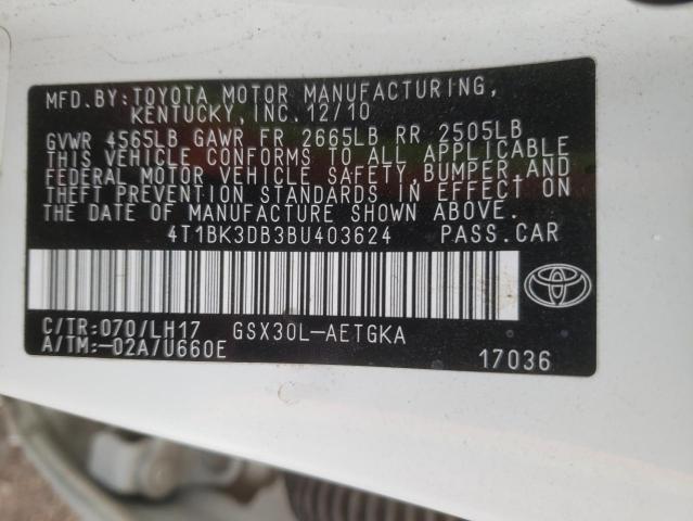 2011 TOYOTA AVALON BAS 4T1BK3DB3BU403624