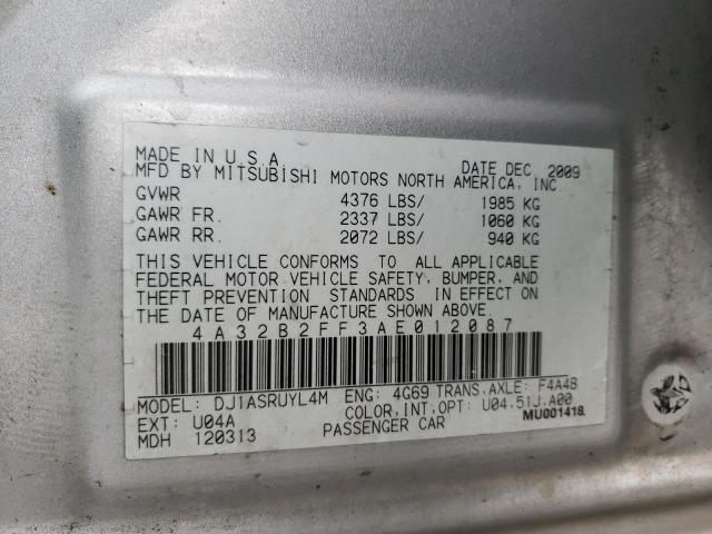 2010 MITSUBISHI GALANT FE 4A32B2FF3AE012087