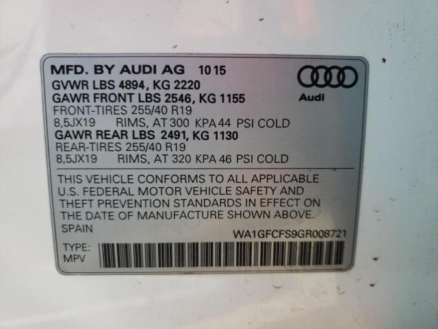 2016 AUDI Q3 WA1GFCFS9GR008721