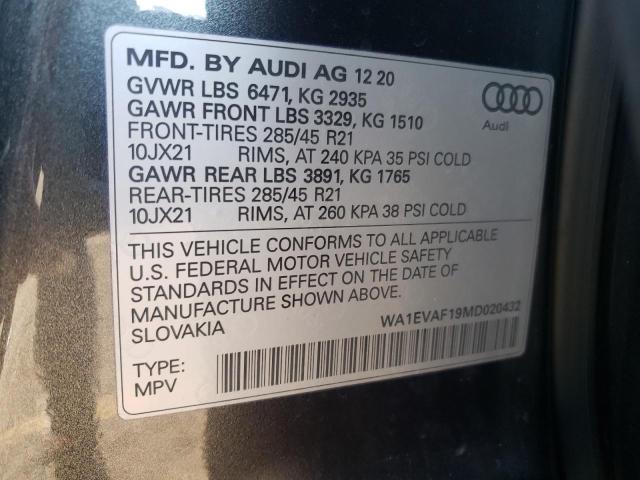 2021 AUDI Q8 PREMIUM WA1EVAF19MD020432