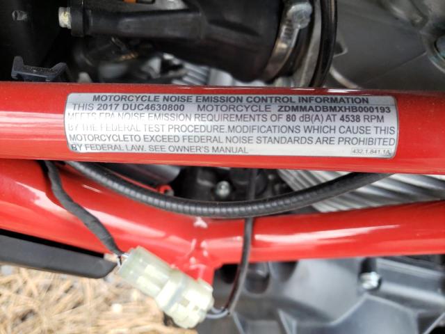 2017 DUCATI MONSTER 79 ZDMMADBMXHB000193