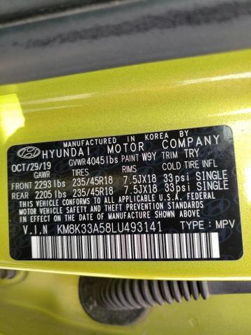 2020 HYUNDAI KONA LIMIT KM8K33A58LU493141