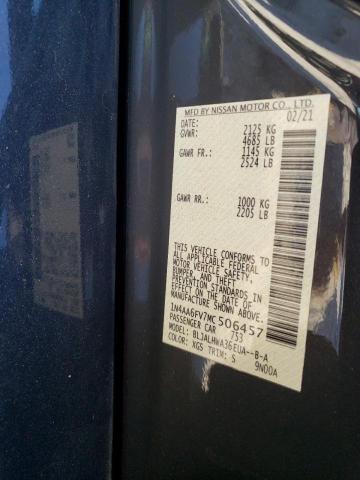 2021 NISSAN MAXIMA PLA 1N4AA6FV7MC506457