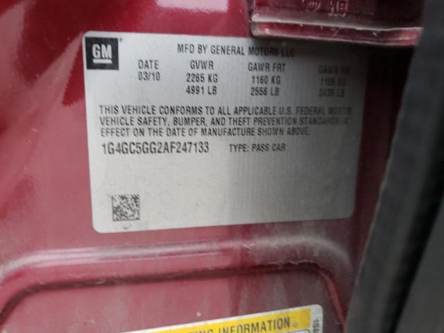 2010 BUICK LACROSSE C 1G4GC5GG2AF247133