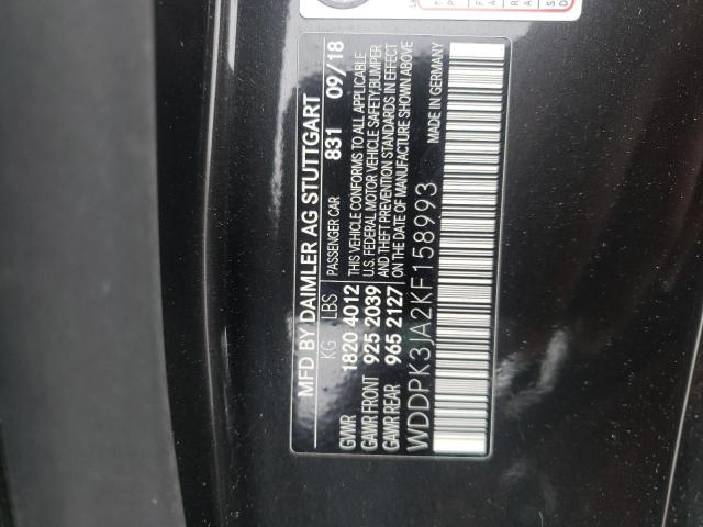 2019 MERCEDES-BENZ SLC 300 WDDPK3JA2KF158993