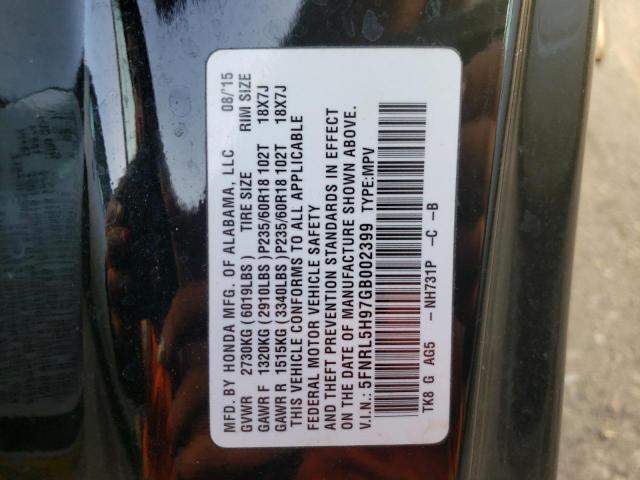 2016 HONDA ODYSSEY 5FNRL5H97GB002399