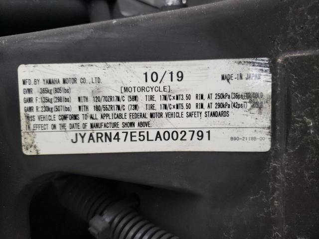 2020 YAMAHA XSR900 JYARN47E5LA002791