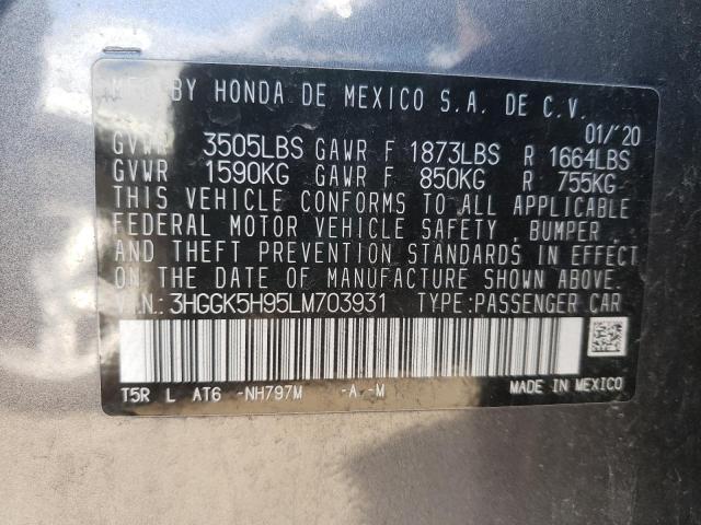 2020 HONDA FIT EXL 3HGGK5H95LM703931