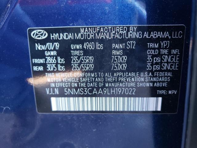 2020 HYUNDAI SANTA FE 5NMS3CAA9LH197022