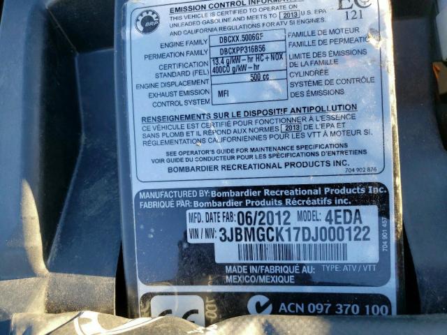 2013 CAN-AM RENEGADE 5 3JBMGCK17DJ000122