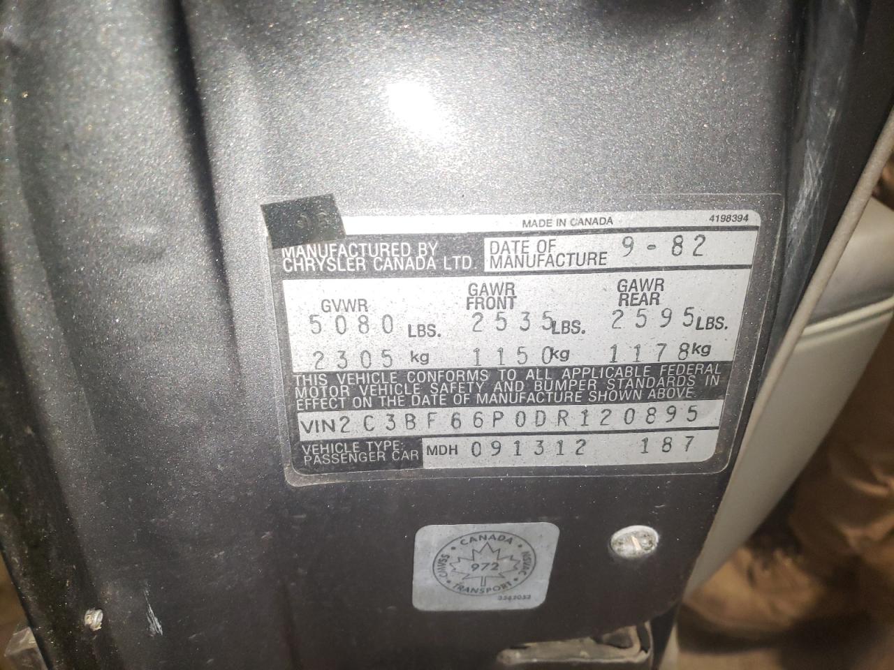 1983 Chrysler New Yorker Fifth Avenue VIN: 2C3BF66P0DR120895 Lot: 59707915