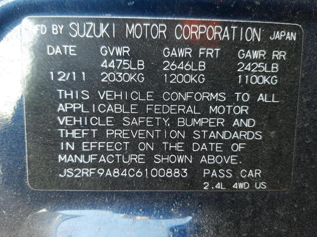 2012 SUZUKI KIZASHI SP JS2RF9A84C6100883