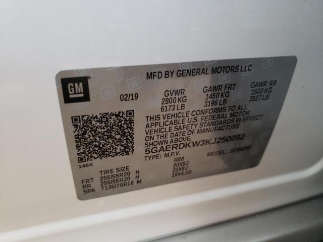 2019 BUICK ENCLAVE AV 5GAERDKW3KJ250092