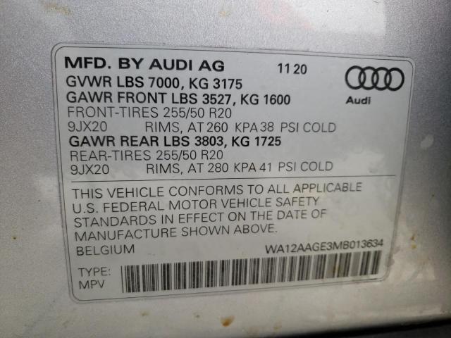 2021 AUDI E-TRON SPO WA12AAGE3MB013634