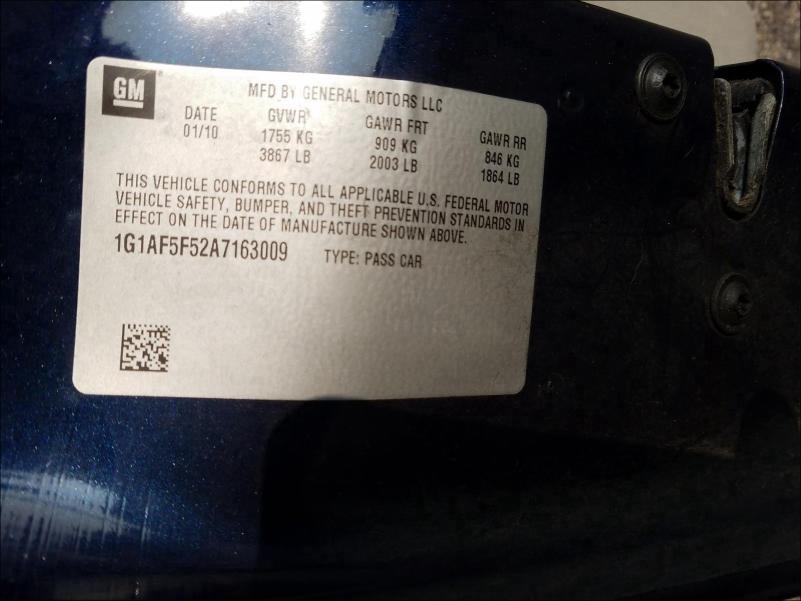 2010 CHEVROLET COBALT 2LT 1G1AF5F52A7163009