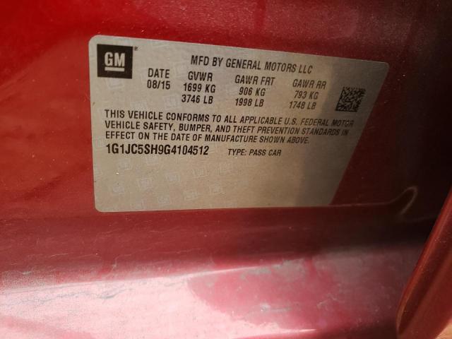 2016 CHEVROLET SONIC LT - 1G1JC5SH9G4104512